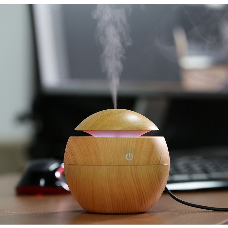 130ML Air Humidifier Ultrasonic USB Aroma Diffuser Wood Grain LED Night Light Electric Essential Oil Diffuser Aromatherapy Home