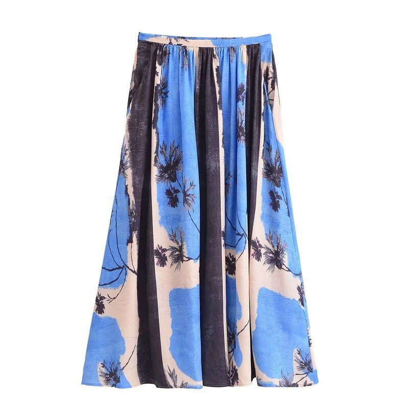 Fashion Style 2024 Spring/Summer New Arrival Women's Clothing High Waist All-Matching Ruched Printed Dress Skirt 2516074 330