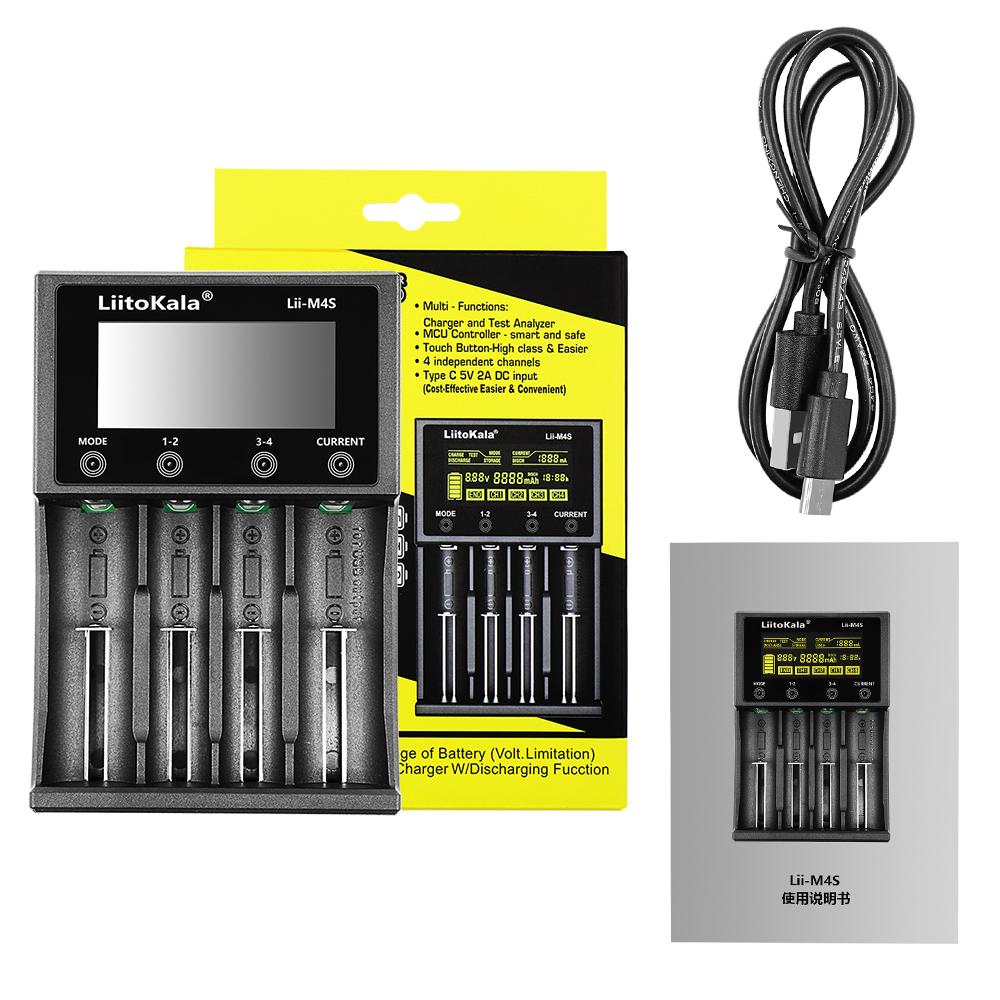 LiitoKala Lii-M4S 18650 ЖК-дисплей Многофункциональное Зарядное устройство для аккумуляторов 3,7 В 1,2 В 26650 21700 14500 18350 17500 AA AAA И Других