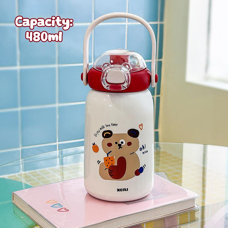 380 мл Мультяшная вакуумная кружка Кружка-соломинка большой вместимости 316 Нержавеющая сталь Изолированная бутылка для воды Изоляция или охлаждение Термокружка