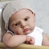 24 Inch Cloth Body Reborn Toddler Dolls Cameron Wear Romper Lifelike Simulation Rebirth Doll for Boy Hand Draw Hair Newborn Doll Children's Day Gift