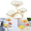 Three-layer Storage Tray Leaf Shaped Nordic Style Wire Basket Kitchen Organizer Home Decor Fruit Plate Snack Rack