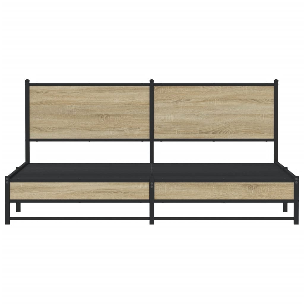 Metal Bed Frame without Mattress Sonoma Oak Finish 180 x 200 cm