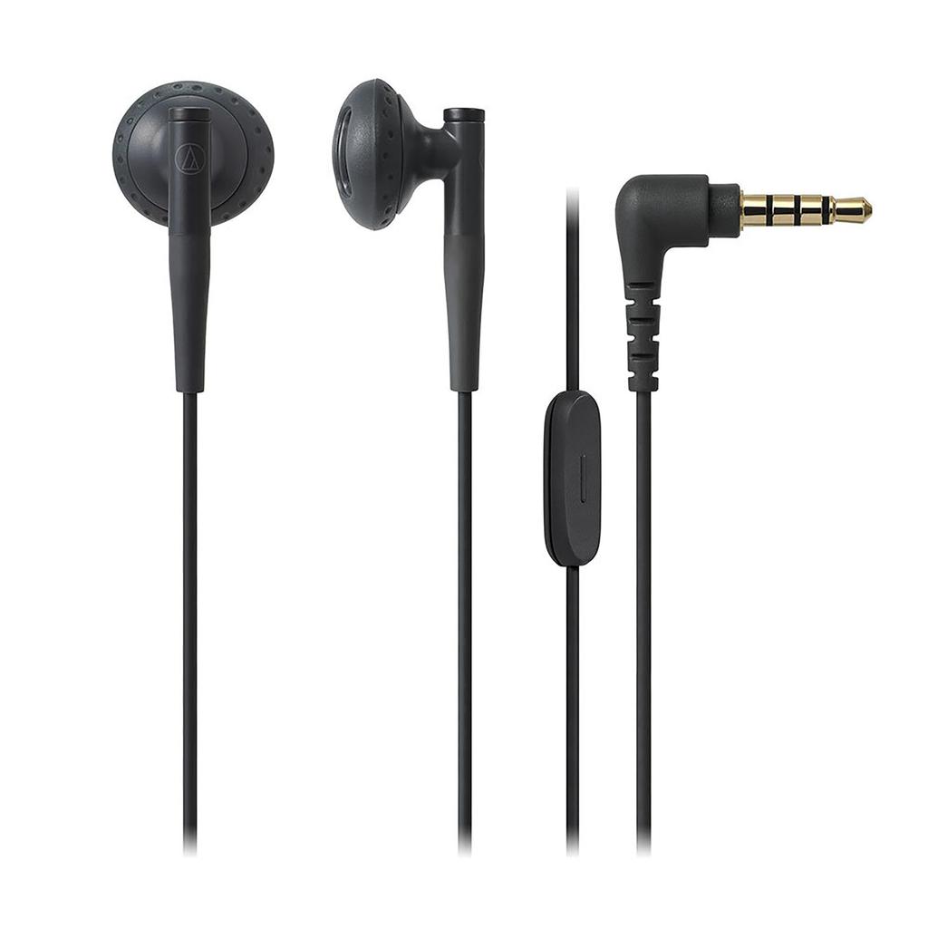 Проводные наушники Audio Technica BK с микрофоном, черные ATH-C200IS, полуоткрытые