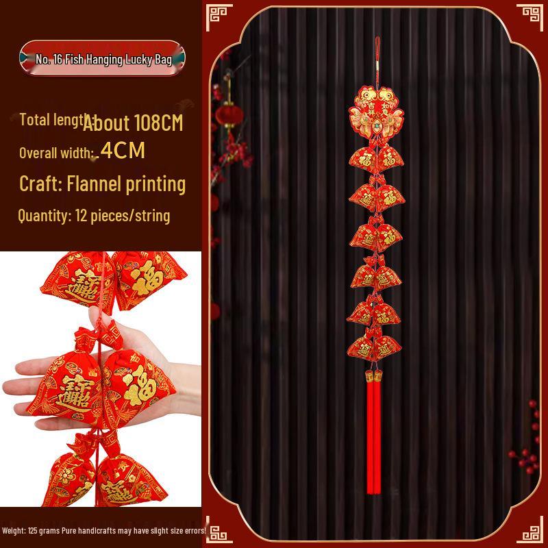 Новогодние украшения 2025 года - года Змеи: Подвески-мешочки с красным перцем чили «Фейерверк» на китайский Праздник весны