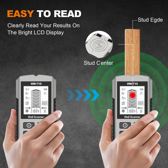 Ручной металлоискатель с ЖК-дисплеем, высокоточный многофункциональный портативный сканер проводов и труб с питанием от батареи