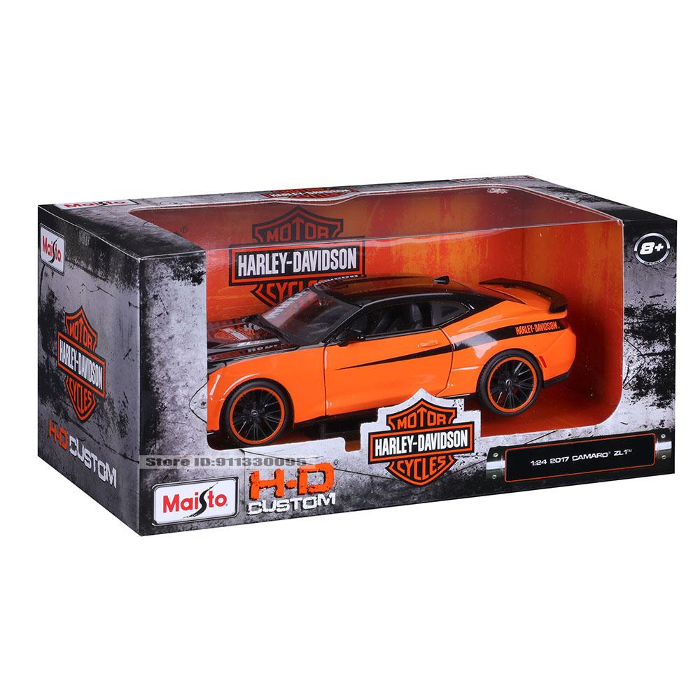 Maisto 1:24 Harley joint venture 2017 Chevrolet Camaro ZL11967 Ford Mustang GT Alloy car model decoration collection toys gifts
