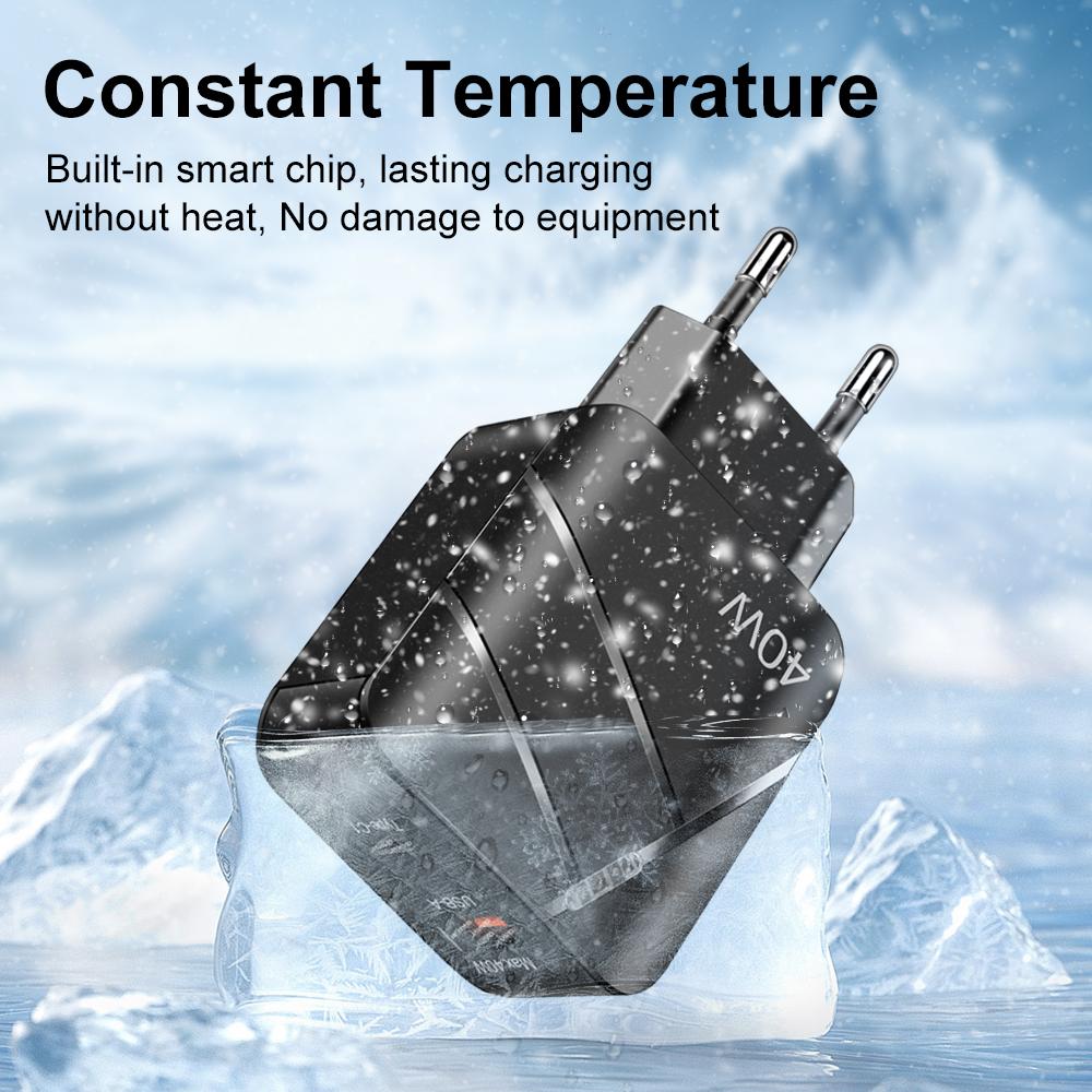 USB 40 Вт Настенное зарядное устройство Быстрая зарядка QC 3.0 Type C Быстрая зарядка Мобильный телефон Для iPhone 14 13 Samsung Xiaomi Вилка ЕС/США Зарядное устройство