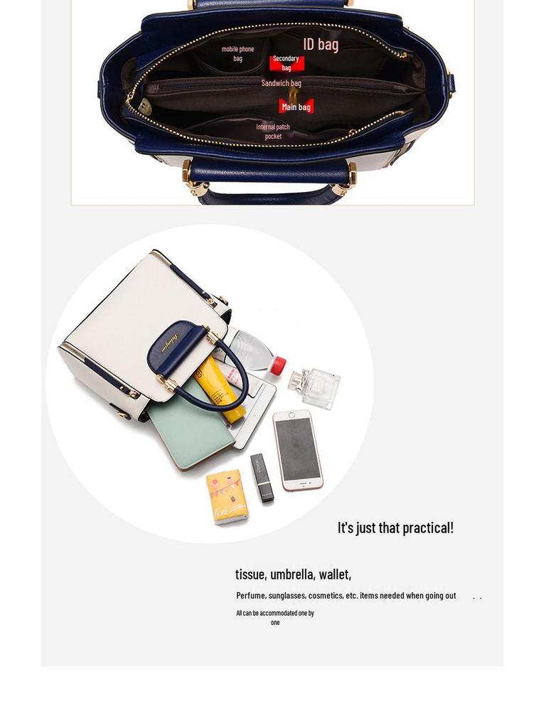 New Fashion 2025 Women's Color Block Handbag – Large Capacity, High Elasticity, Foldable Shoulder Crossbody Bag