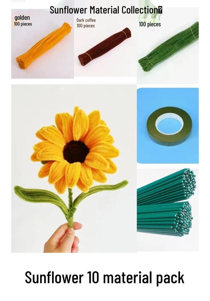 Thickened White Chenille Pipe Cleaners - Mixed Colors for DIY Bouquet Crafts