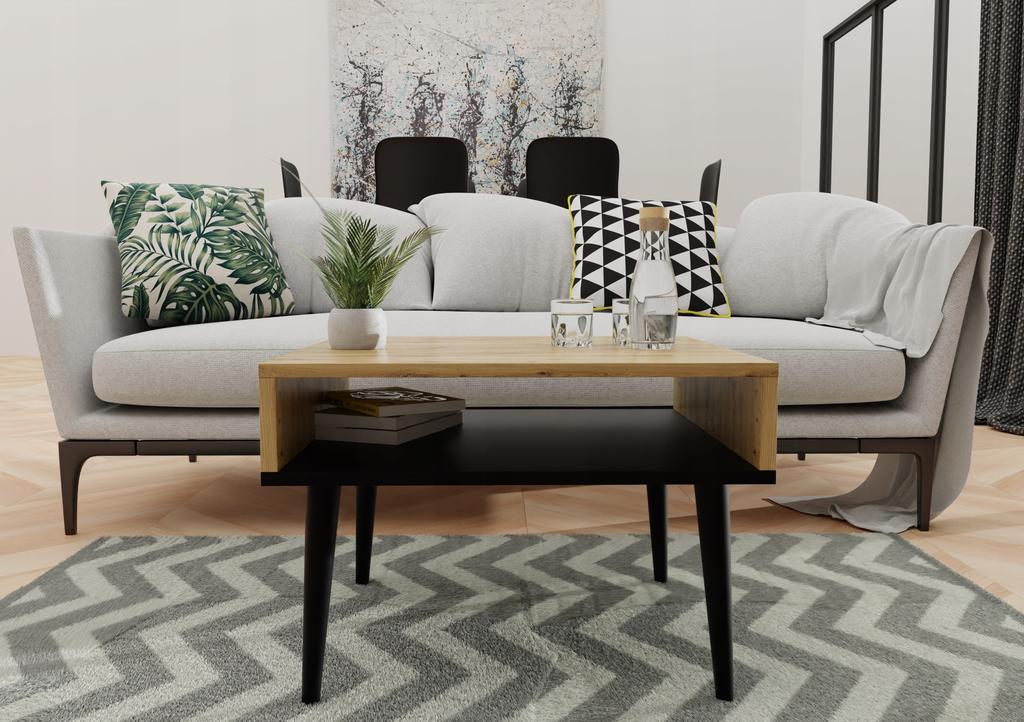 Vico bedside coffee table for living room bedroom OAK artisan/black coffee table
