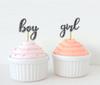 Darling Souvenir Gender Reveal Cupcake Toppers Boy Or Girl Twins Baby Shower Dessert Decorations - Pack Of