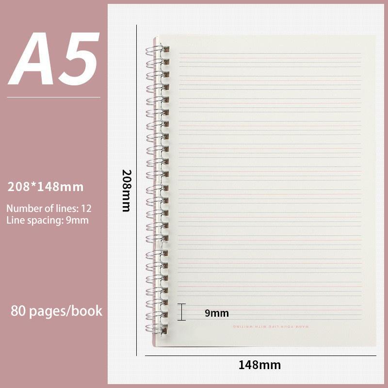 A5/B5/A4 Spiral Coil Notebook Horizontal Grid Blank Notepad Frosted Student Diary Sketchbook School Supplies Stationery