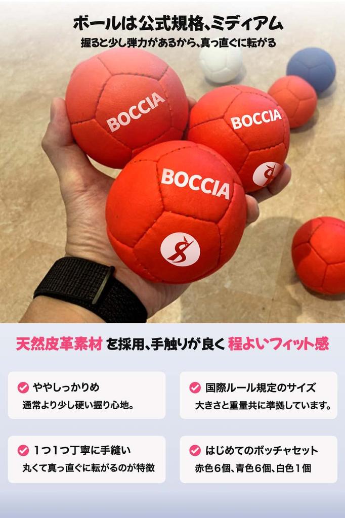 [Easy To Play Even for Beginners] Boccia Ball Set, Official Paralympic Standard, Medium Balls, Includes Target Mat