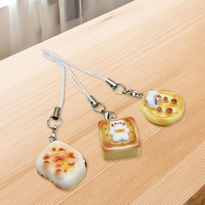 Japanese Styles Lovely Cats Bread Keychains Fashion Accessory Portable for Bags Phones and Gifts Ideas Casual Wear