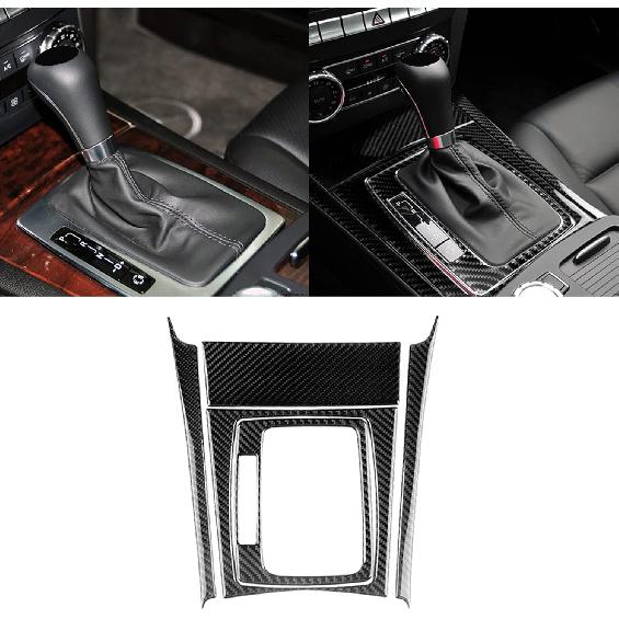 for Mercedes-Benz C-Class W204 2007-2013 Real Soft Carbon Fiber Center Console Gear Shift Panel Surround Cover Trim Kit Car Interior Accessories
