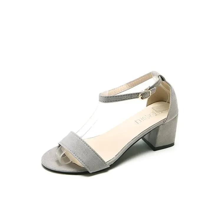 2024 New Fashion Open Toe Square Heel High Heels Sandals Women Summer Shoes Fashion Sexy Buckle Strap Ladies Shoes Size 33-40