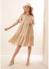 Robe Col V à Pois - Beige - Taille 36 - Femme - Adulte