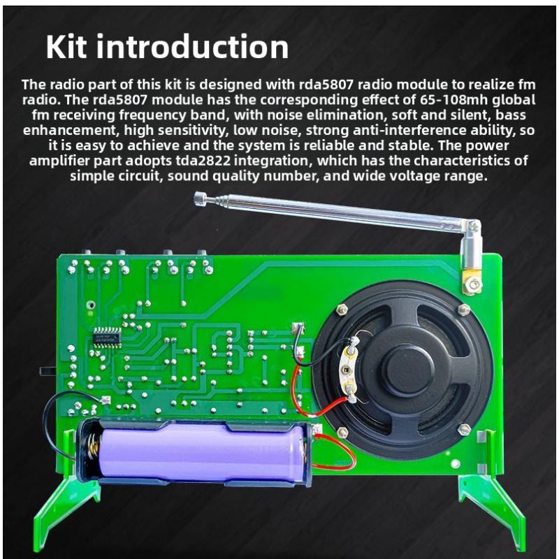 TJ56608 FM AM Radio DIY Kit, RDA5807 Chip Button Control Receiver, Electronic Assembly Parts