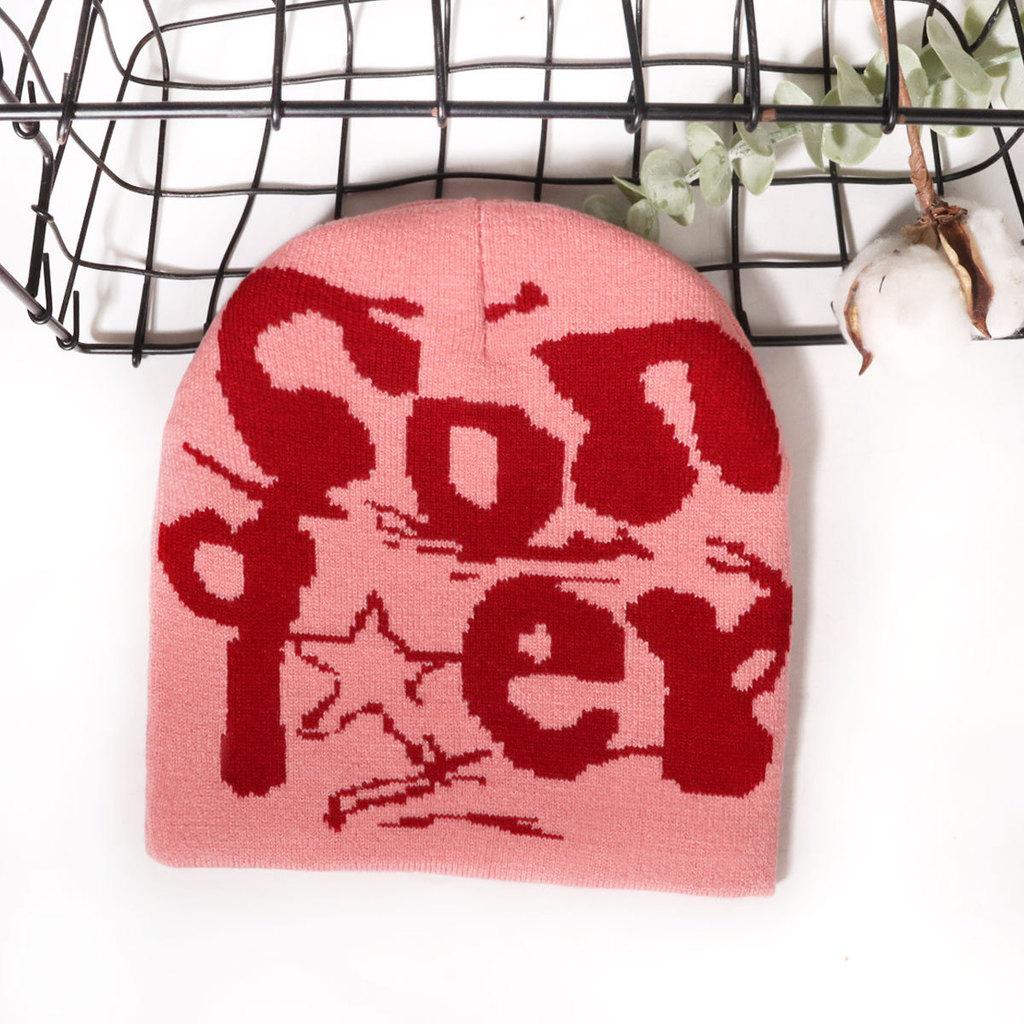 Street Alphabet Style Knit Hat With Thermal Acrylic Material For Seasons Fall