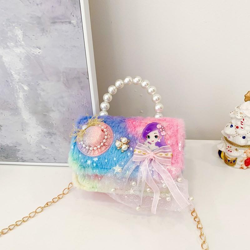 Plush Chic Pearl Handbag For Kids Trendy Mini Shoulder Bag In Vibrant Colors