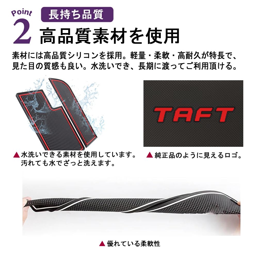 SAWAKAKI Резиновые коврики в кармашки дверей салона для Daihatsu Taft комплектация G с деталями интерьера LA900S/LA910S (До рестайлинга) - Упаковка из 15 штук (черный) Логотип,