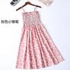 2023 Summer Floral Printed Chiffon Mini Dress Women Casual Fashion Spaghetti Strap Sleeveless Elastic High Waist Dress