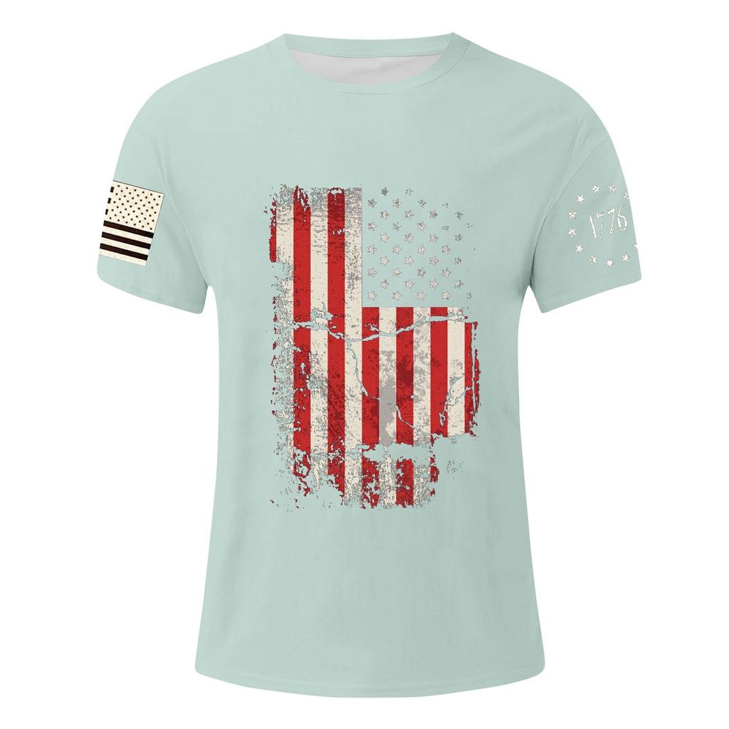 Мужская футболка с принтом ко Дню независимости, мужской свободный повседневный топ с короткими рукавами