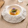 Solid Color Irregular Ceramic Deep Plate Rock Pattern Thick Soup Plate Dessert Snack Plate Molecular Cuisine Specialty Tableware