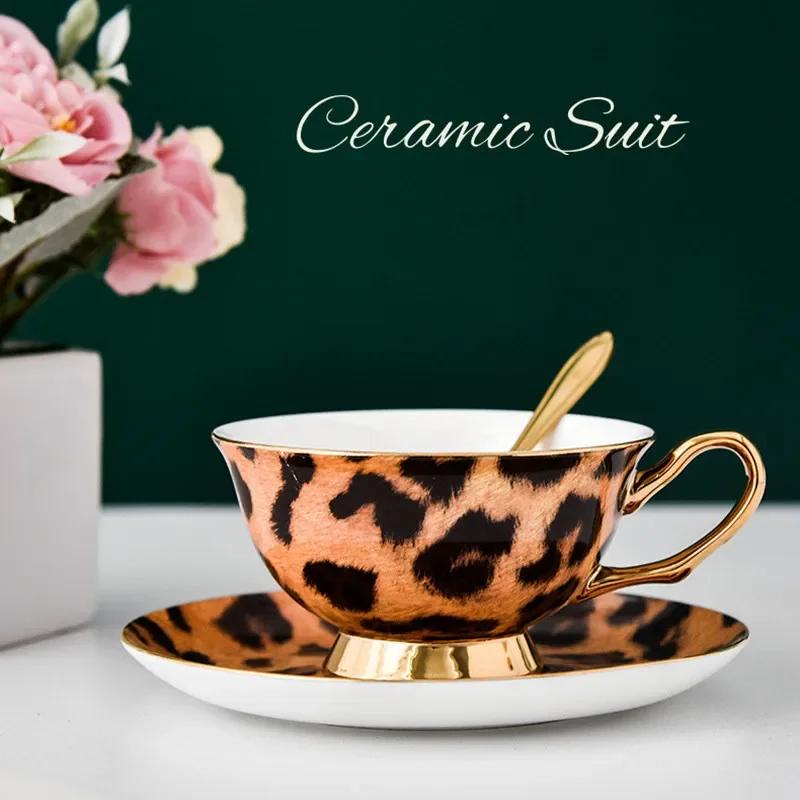 Bone China Coffee Cup Spoon Saucer Set English Afternoon Tea Cup Coffeeware 170ml Porcelain Cup and Saucer for Coffee