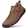 Large Size Men's Trendy Leather Shoes Outdoor Tooling Retro Stitching Medium and High Top Fashion Casual Men's Leather Shoes