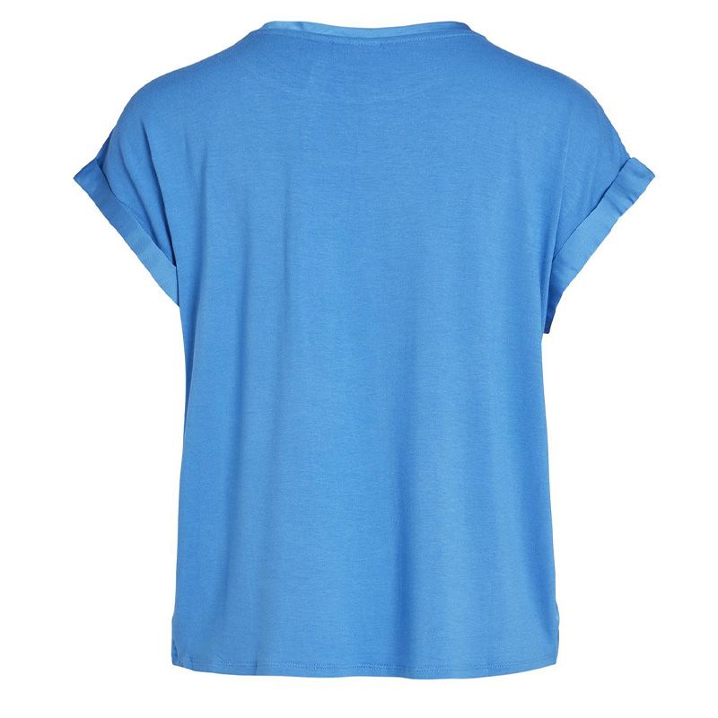 Синий атласный топ с короткими рукавами Женский VILA