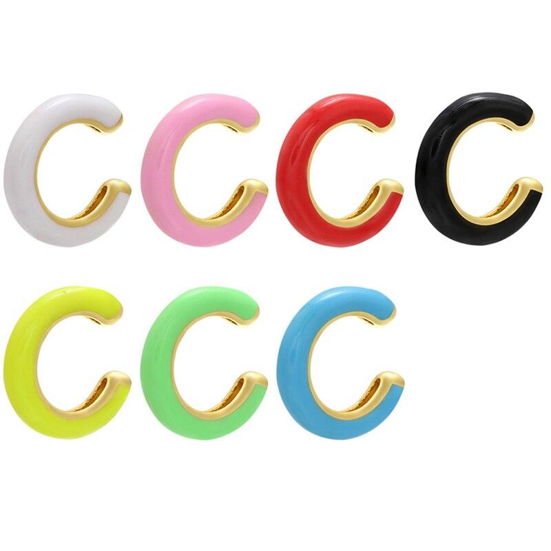 Одинарные серьги-каффы, неоновый зеленый, желтый, яркие флуоресцентные украшения, геометрические круглые U-образные серьги-клипсы без пирсинга, серьги-каффы Aretes