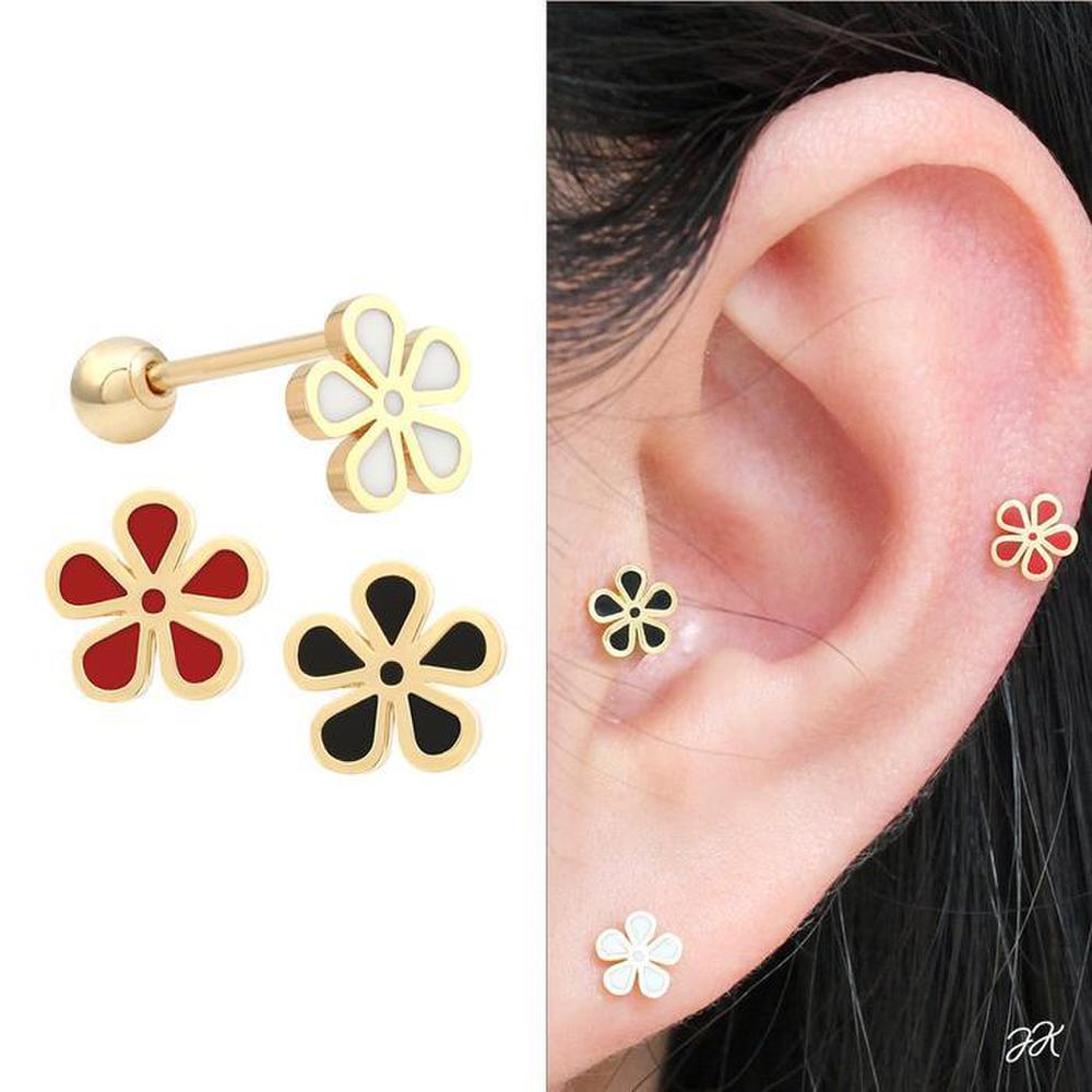 14K Gold Needle Plump Flower Layered Piercing (S8888923)