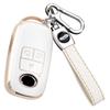 YANMW Key Case Compatible with Toyota Daihatsu and New Key Roomy Key Holder Sliding Raize, Rocky, Taft, Cover, (Both Doors, White)