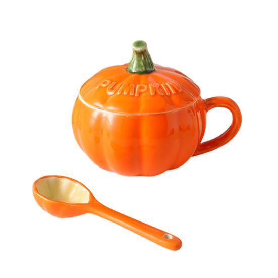 300 мл Тыквенная кружка с крышкой Осенняя кофейная кружка Кружки на День благодарения Тыквенная керамическая кофейная кружка Милые чашки для чая и кофе на день рождения Жены Мамы Девочки Друзья