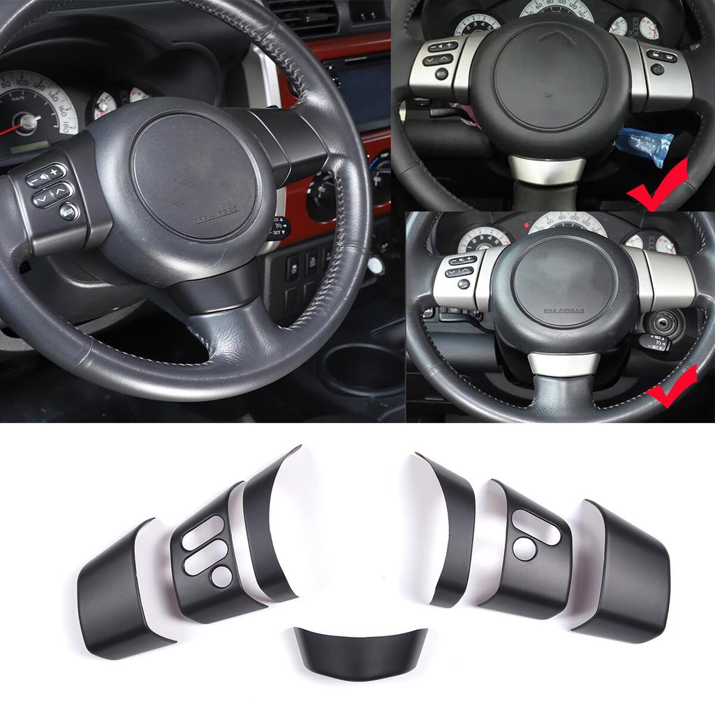 Matt Black For Toyota FJ Cruiser 2007-21 Steering Wheel Button Cover Trim
