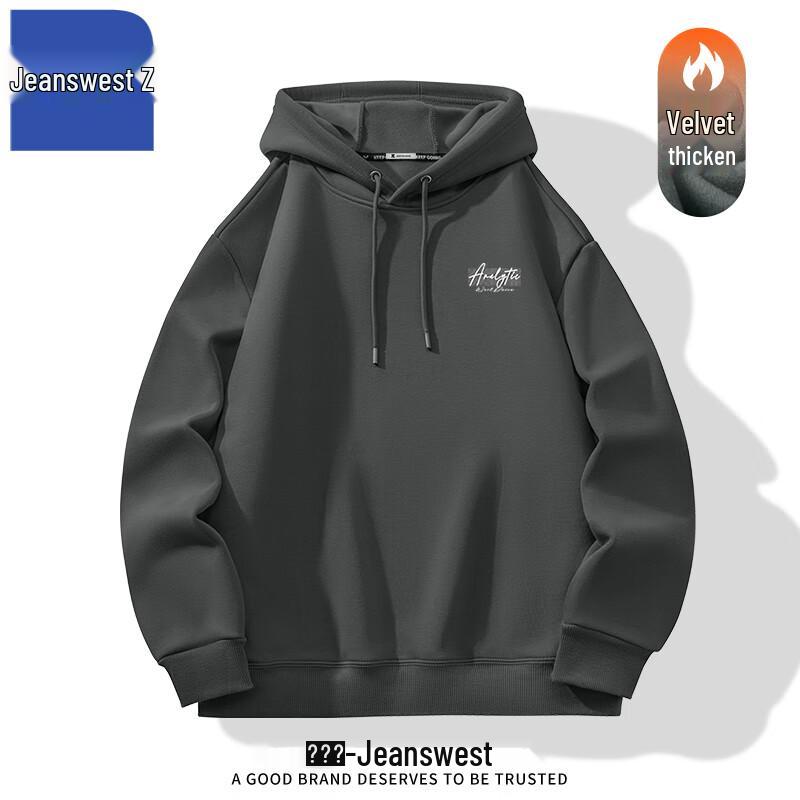 Jeanswest Men's Fleece-Lined American Style Heavyweight Loose Hoodie ANJ15