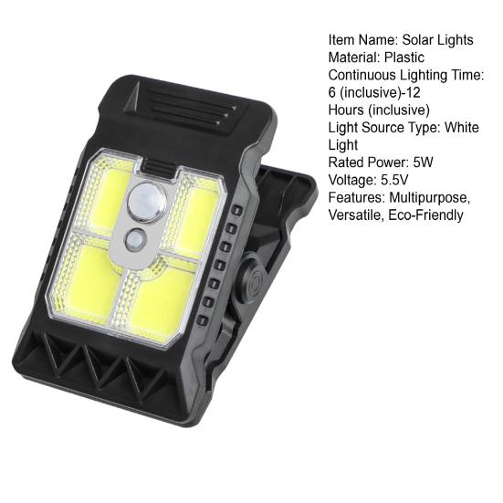 Solar Motion Sensor Wall Light Energy-Saving Rechargeable Solar Lamp Waterproof Clip-On Outdoor Lamp for Garden Patio Pathway