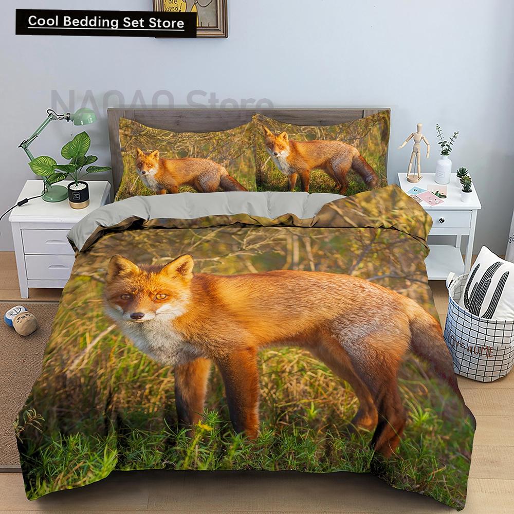 Постельное белье Животное Лиса Размер Кинг Квин 3D Милый Оранжевый Фенек Пододеяльник для Детей Подростков Взрослых Декор Спальни Покрывало