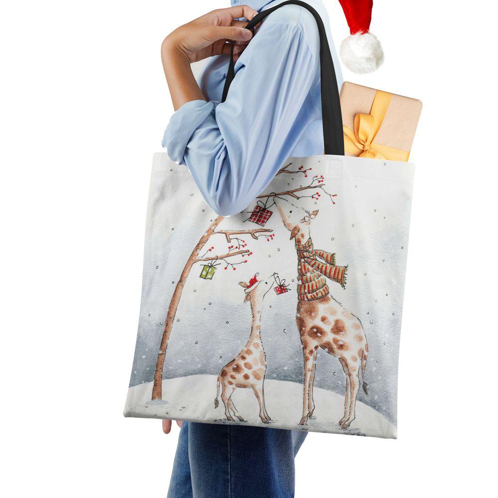 Холщовая сумка-шоппер Харадзюку Мультяшный Рождественский Лосьженская Сумка через плечо Корейская Многоразовая Большой вместимости Складная Сумка-тоут Сумки KTY