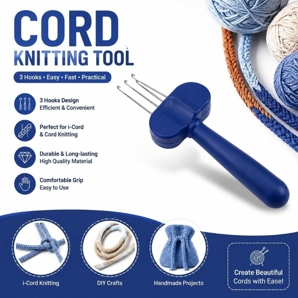 3/4 hooks Cord Knitting Tool ABS Knitting Edging Tool Practical DIY Craft Crochet Home