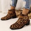 Fashion Ladies Shoes 2024 Hot Sale Back Zip Women's Boots Fashion Leopard Print Modern Boots Women New Belt Buckle Plus Size Ankle Boots