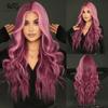 Galaxy Purple Balayage Wig - 28-30 Inch Heat Resistant Curly Hairpiece, Hand-Tied Swiss Lace Front with Rainbow Highlights
