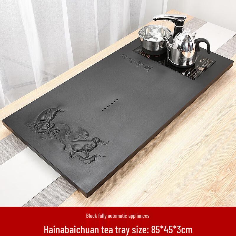 Buddha Design Black Gold Stone Tea Tray Set
