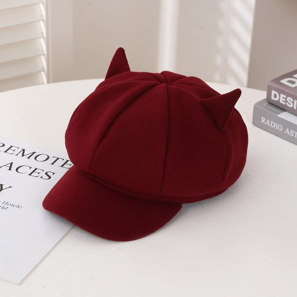 Vintage Beret Hat Cute Cat Ears Octagonal Cap Fashion Peaked Caps for Women Girls