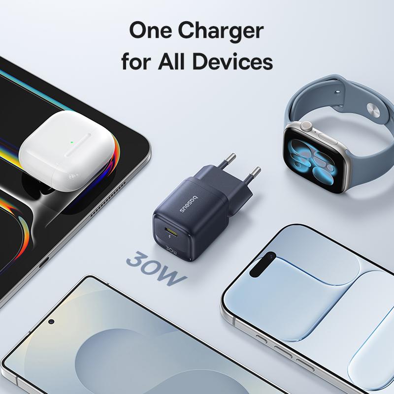 Baseus 30W Phone Charger USB C Charger PD3.0 QC3.0 PPS Quick Charging For iPhone 17 16 15 1Pro Max iPad Xiaomi Fast Charger GaN
