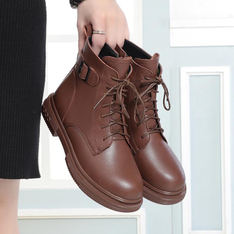 Women's Winter Boots Large Size  Genuine Leather Non-slip Women's Snow Boots Natural Wool Warm Women's Ankle Boot