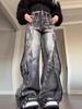 Women Y2k Graffiti Jeans Baggy Aesthetic Vintage Oversize Cowboy Pants Harajuku Streetwear 2000s Trashy Denim Trousers 2024