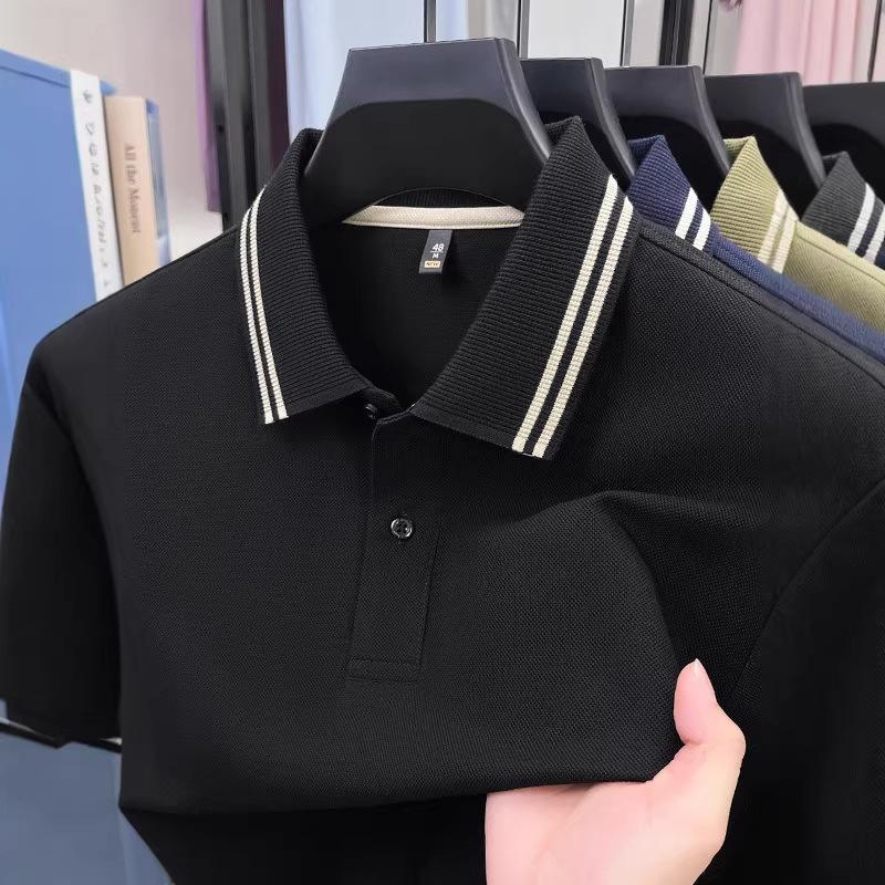 Мужская футболка с коротким рукавом Business Casual Дышащая с воротником-поло Свободный крой Универсальный топ
